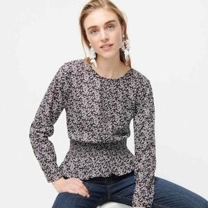 J. CREW X LIBERTY of LONDON Misti Valeria Boho Pintuck Floral Smocked Blouse